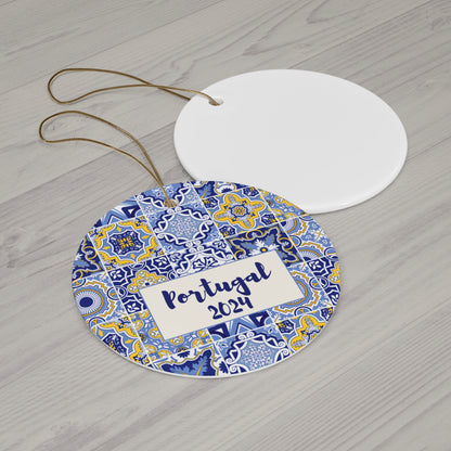 Portugal 2024 Ceramic Ornament - Portuguese Azulejos Tiles Christmas Tree Decoration - Gift from Portugal