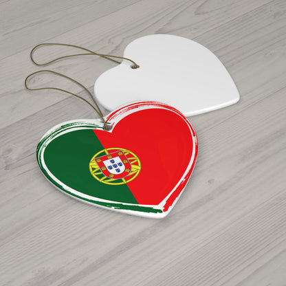 Portugal Ceramic Ornament Heart - Portuguese Flag Christmas Tree Decoration - Gift from Portugal