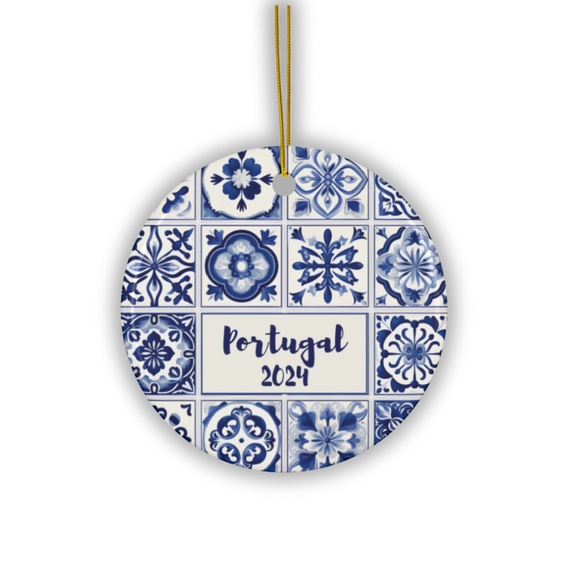 Portugal 2024 Christmas Ornament Blue Portuguese Tiles Ball  - Christmas Tree Decor - Gift from Portugal- Portuguese souvenir Christmas - Christmas gift Portugal mum dad friend collegue