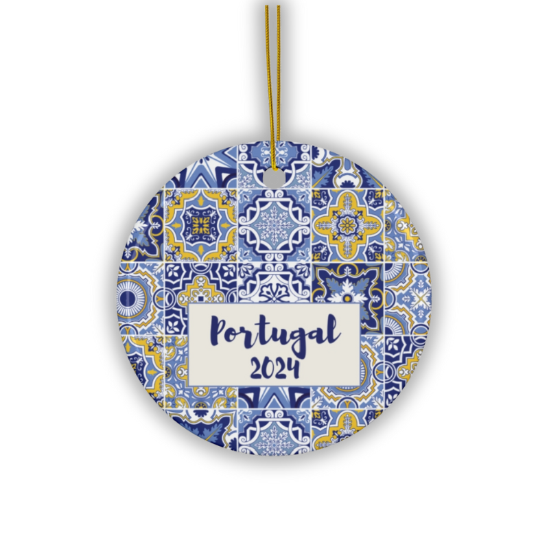 Portugal 2024 Ceramic Ornament - Portuguese Azulejos Tiles Christmas Tree Decoration - Gift from Portugal - Christmas gift mum Portugal - Portuguese expat present