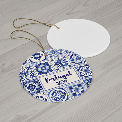 Christams Ornament Portugal 2024 great tree decor from Portugal. Portuguese ornament with Portuguese tiles pattern.