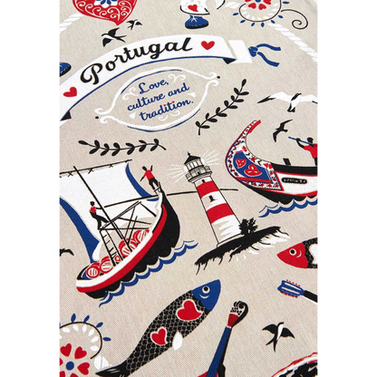 Portugal kitchen towel sardines fado and ship- Portuguese decorative tea towel  - Lisbon cotton towel - Portugal gifts - Portuguese mom grandma gift - gift from Lisbon Porto