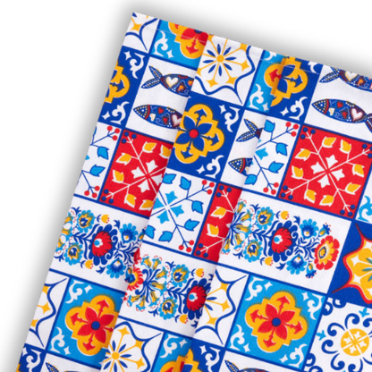 Cotton kitchen towel from Portugal color tiles and sardines, gift from Portugal, portuguese souvenir, Portuguese home decor, decorative tea towel Lisbon