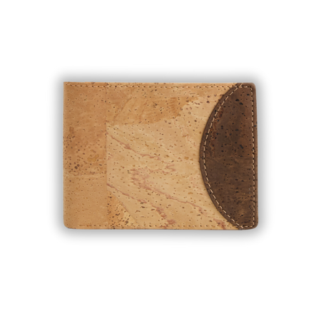 Small cork wallet for men, RFID-blocking, vegan-friendly, natural and brown design
